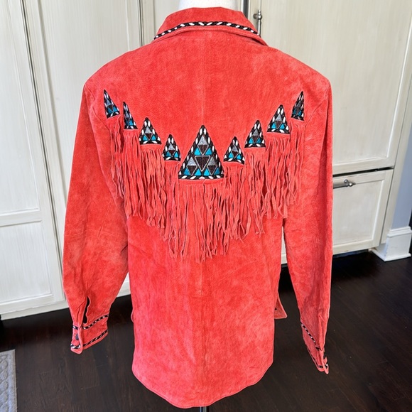 Vintage Bob Mackie red leather fringe jacket - Picture 6 of 8